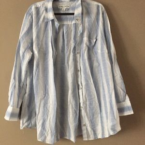 Plus Size Stripped Button Down