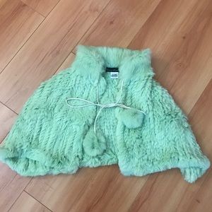 Gorgeous mint/ green poncho. Rabbit fur
