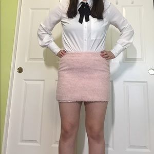 Topshop Baby Pink Fluffy Mini Skirt