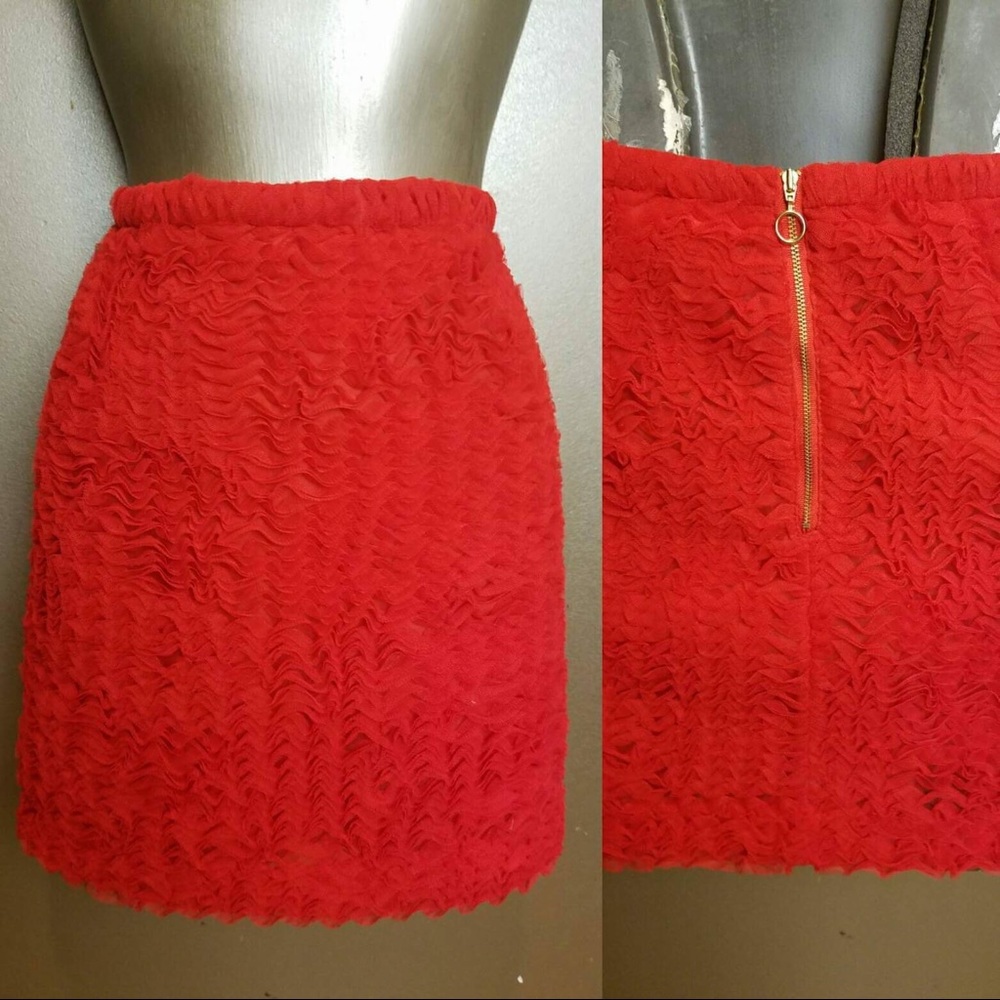 Flame red mini skirt
