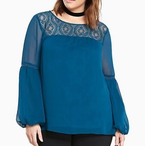 Chiffon bell sleeve top.