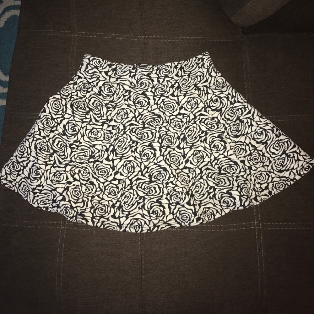 Black and White Floral Mini Skirt