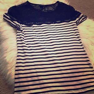 H&M striped tee with lace
