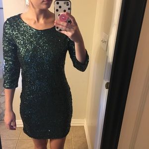 Semi formal sequence green dress