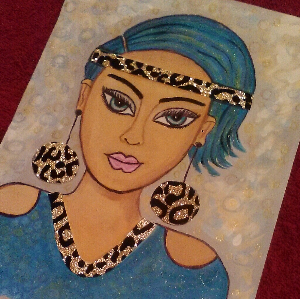 An original collage paiinting of a diiva