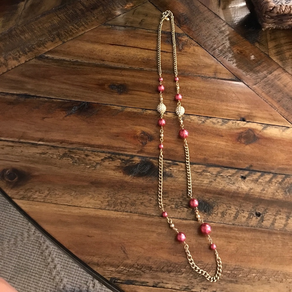 Jcrew Gold Pink and Diamond Necklace