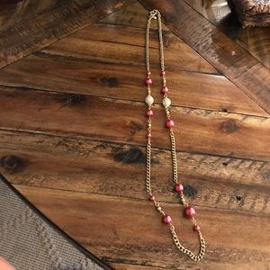 Jcrew Gold Pink and Diamond Necklace