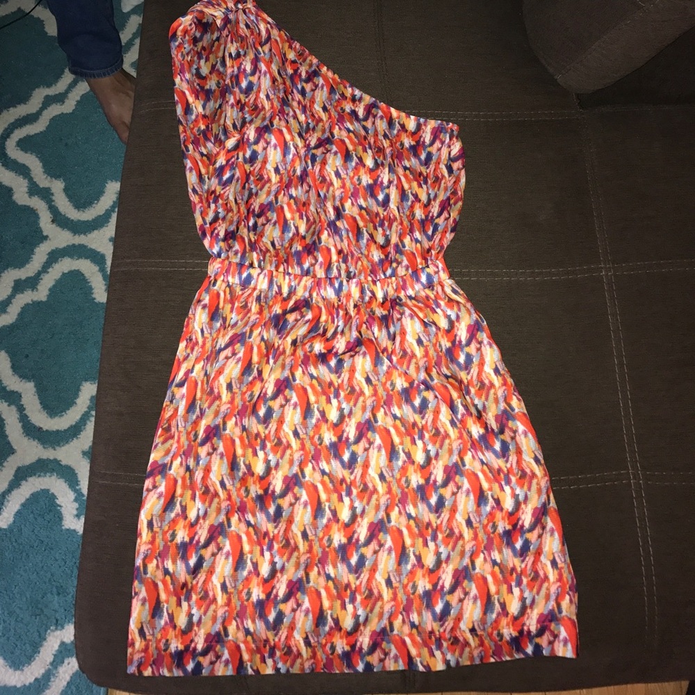 BCBG Generation One Shoulder Multi Colored Dress