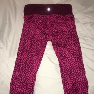 Lululemon pink polka dot yoga capris