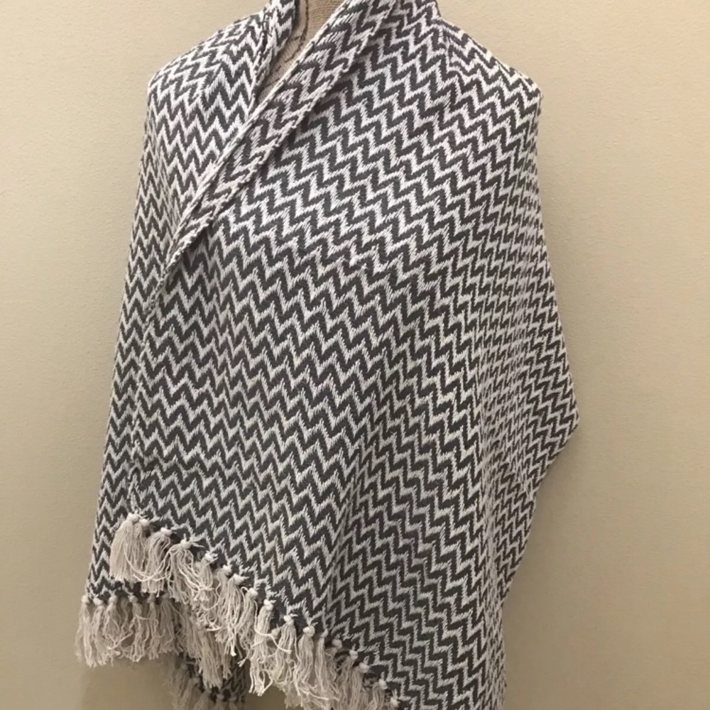 Cotton Chevron Throw Blanket Grey
