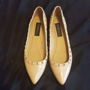 Peachy Nude Studded Flats