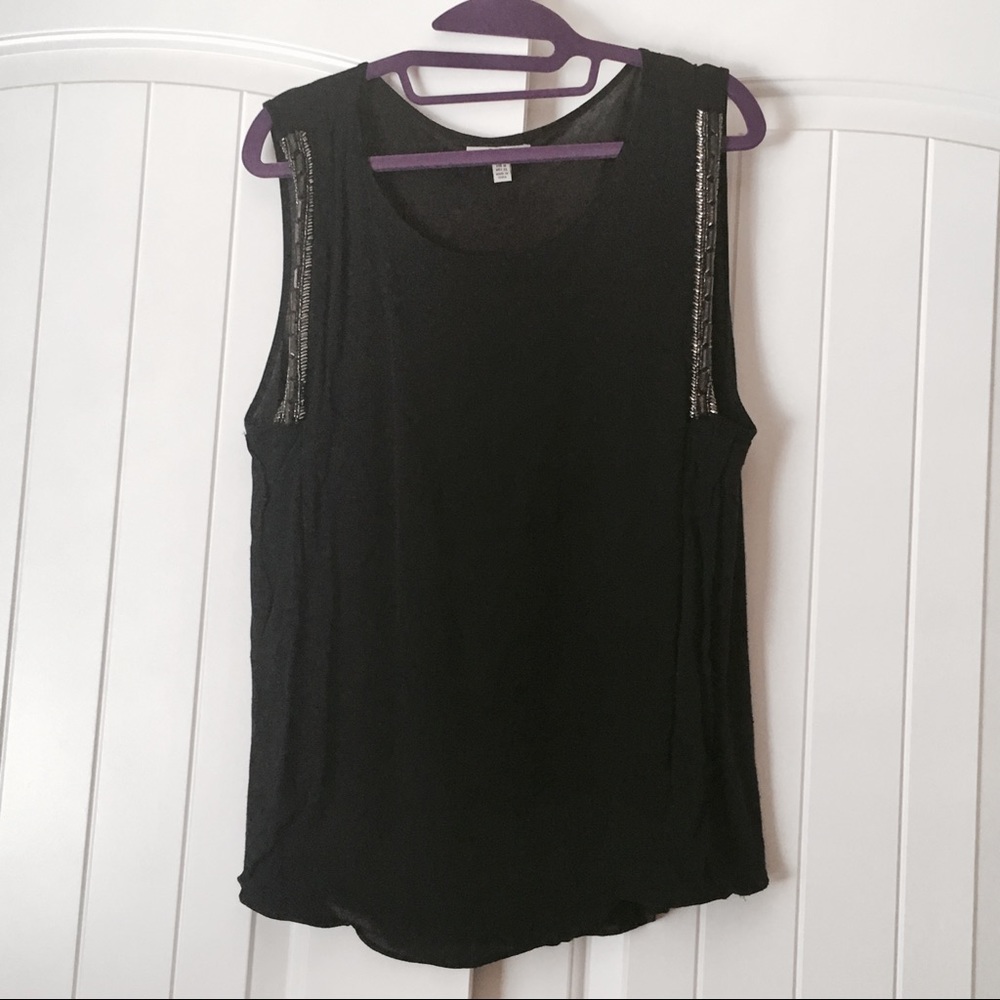 Zara Trafaluc black stone lined boxy tank/shirt