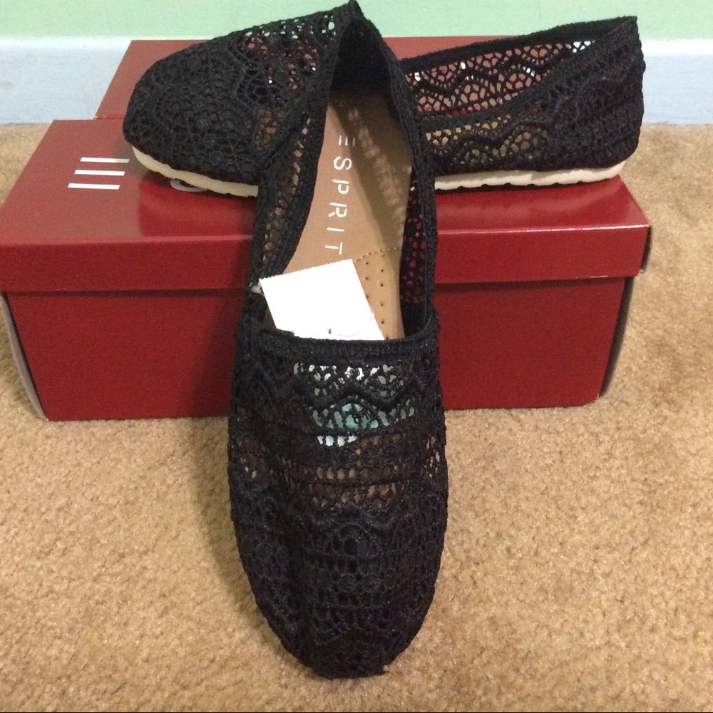 Black crochet slip ons