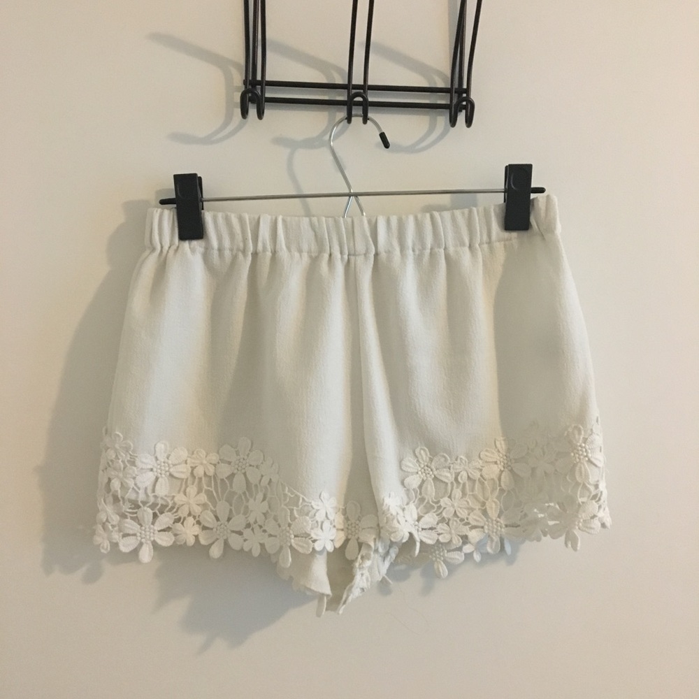 Crochet white shorts