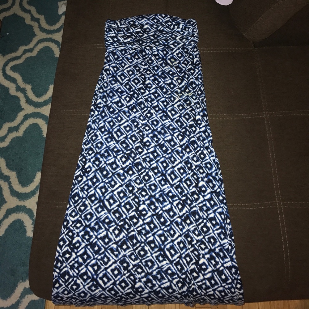 Blue and White Maxi Skirt