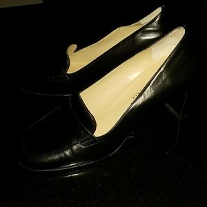 A. Giannetti Genuine Leather Block Heel Loafer