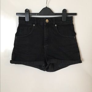 ASOS Denim Mom Shorts in Washed Black