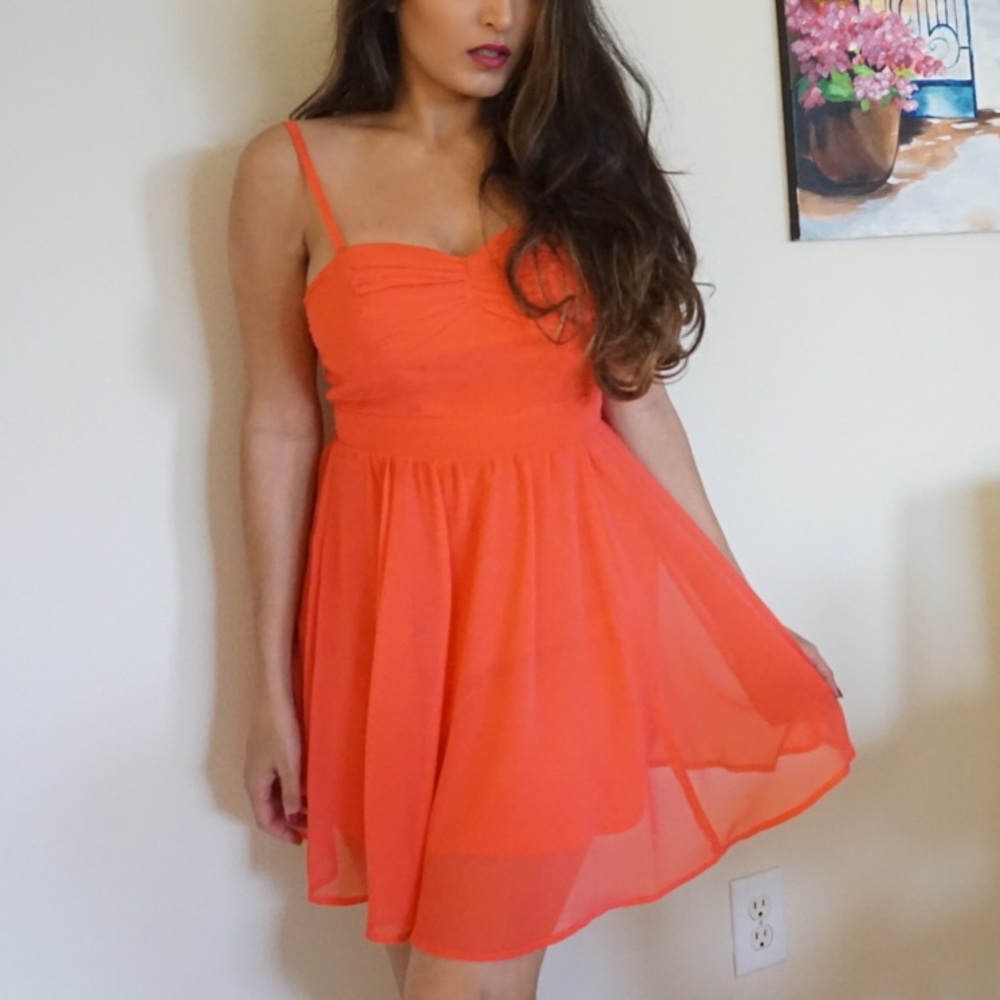 Coral chiffon dress