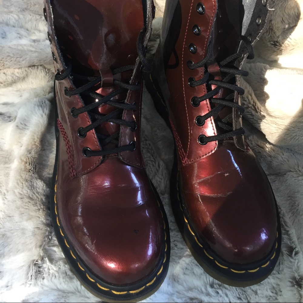 Glossy Maroon Doc Martens, size 8