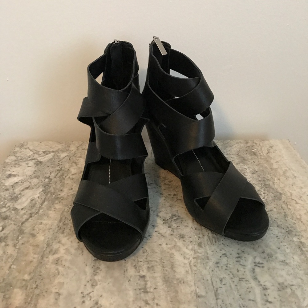 Size 7.5 Black Wedge Heels