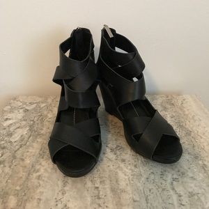 Size 7.5 Black Wedge Heels