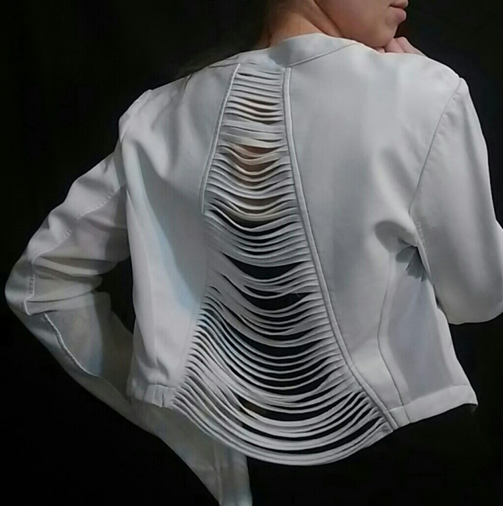 Faux Leather & Chiffon Fashion Jacket