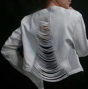 Faux Leather & Chiffon Fashion Jacket