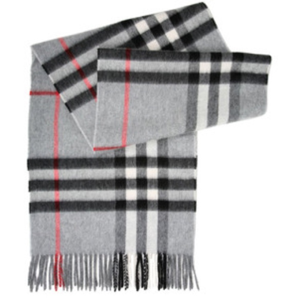 Grey Burberry Patterned Scarf