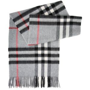 Grey Burberry Patterned Scarf