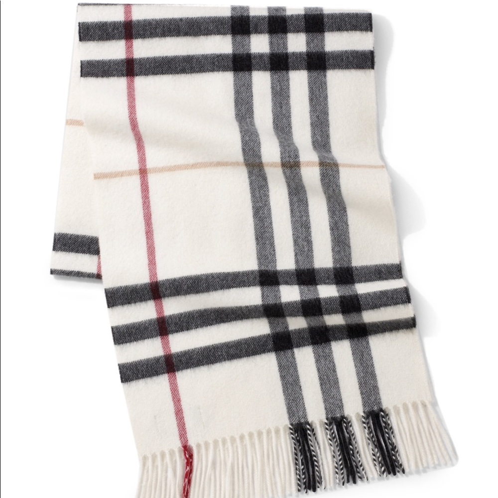 White Burberry Patterned Scarf