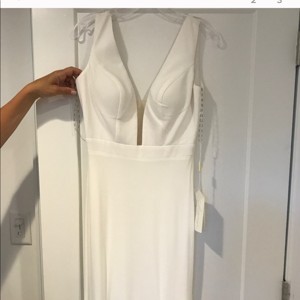 Ivory  gown with sheer mesh detailing