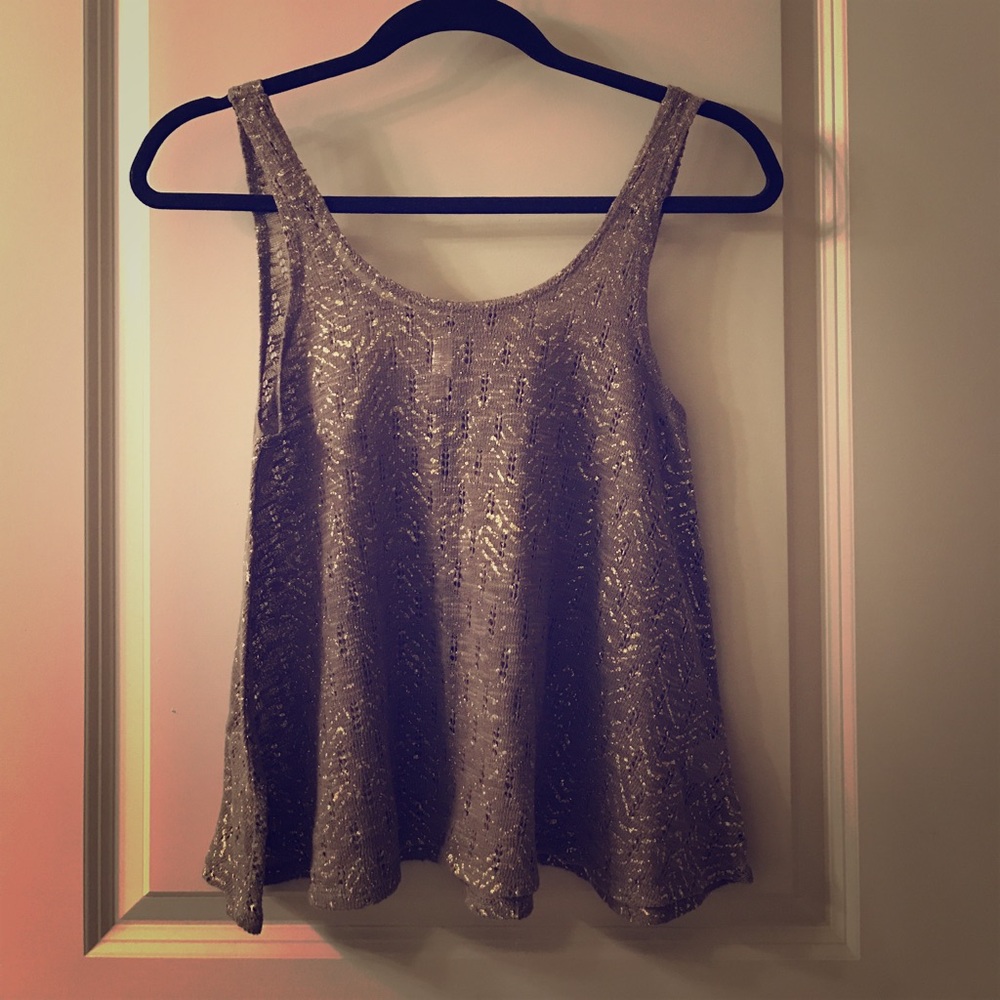 Xhilaration Tan & Gold Tank Top