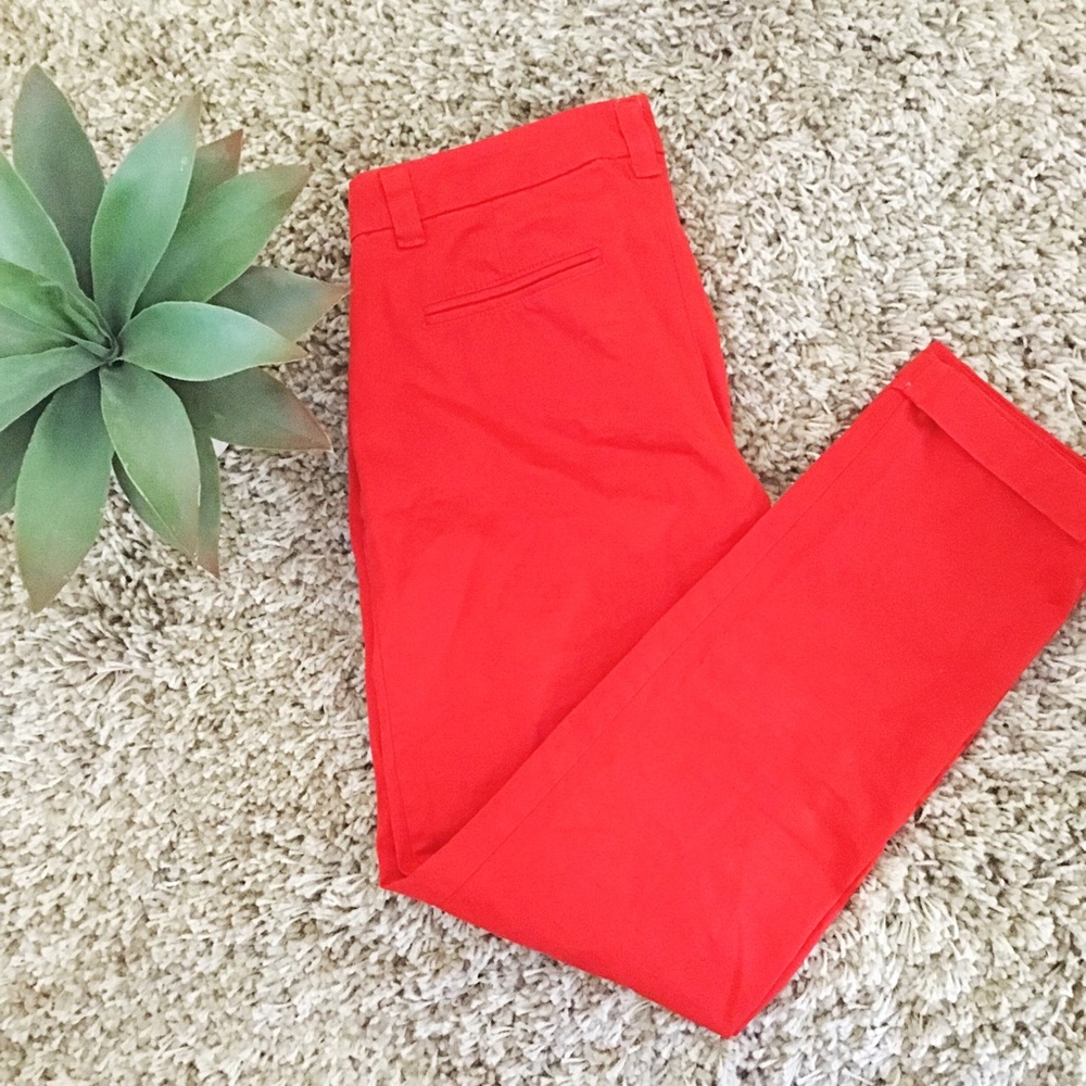 GAP Red Broken-In Straight Cropped Khakis