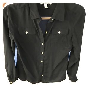 Banana Republic Navy Silk Button Down