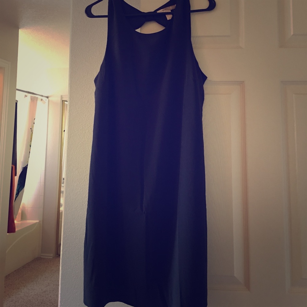 Pretty charcoal gray dress with open back