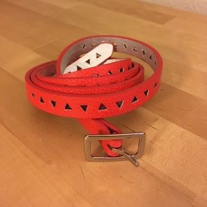 Red and silver thin fashion belt