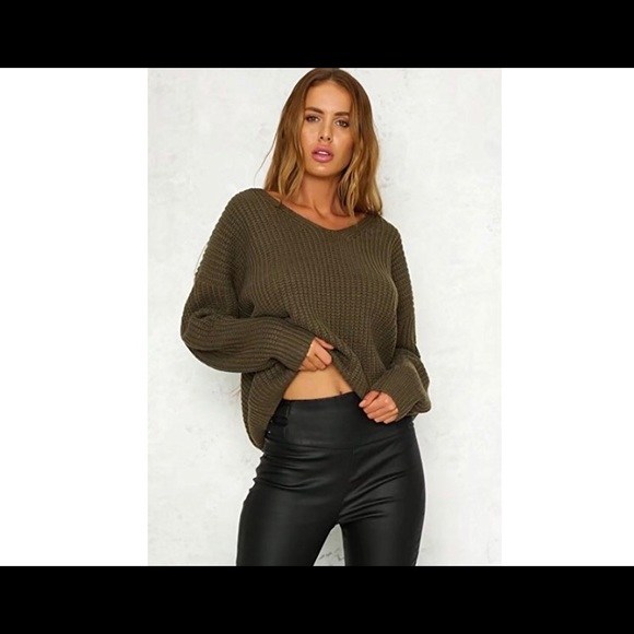 🆕Lace Up Slim Knitted Sweater - Picture 2 of 2