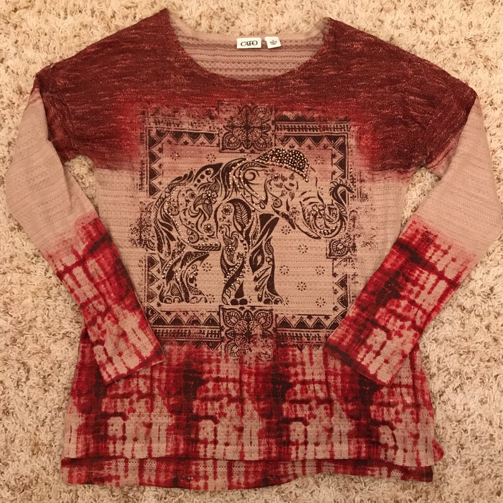 Lightweight Elephant Sweater with rhinestones