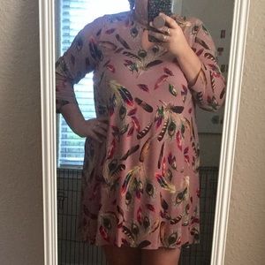 Plus Size feather tunic dress-Size 2X