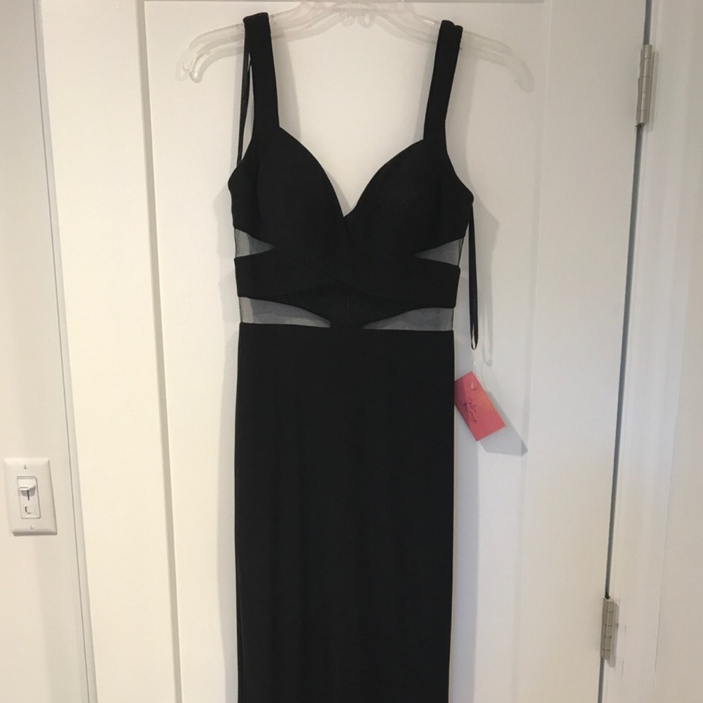 Black prom dress with sheer insets