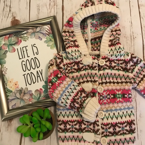 OshKosh B'gosh Other - Toddler Girl Hooded Knit Sweater Button Down