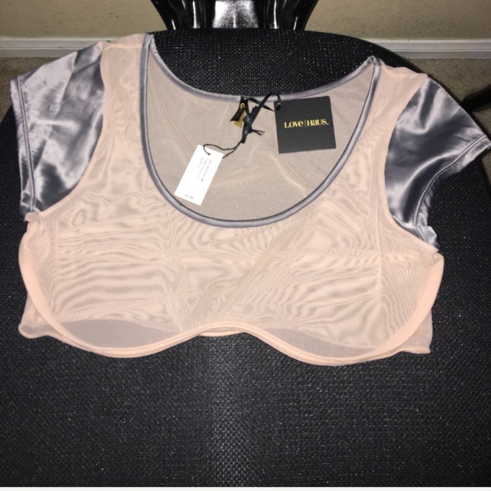 See-through crop top nude