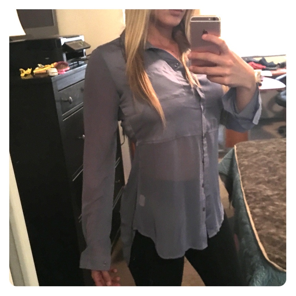 Size XS FreePeople brand - partially sheer blouse