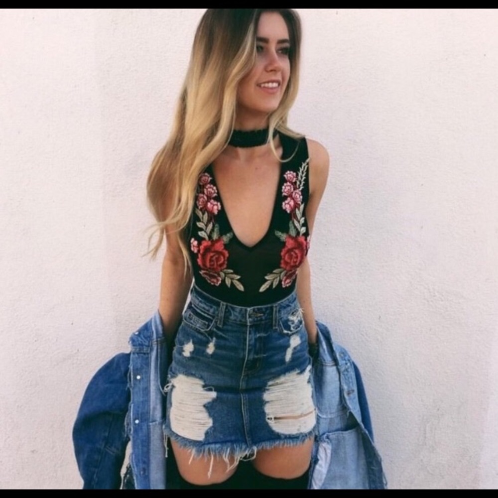 Lace rose bodysuit