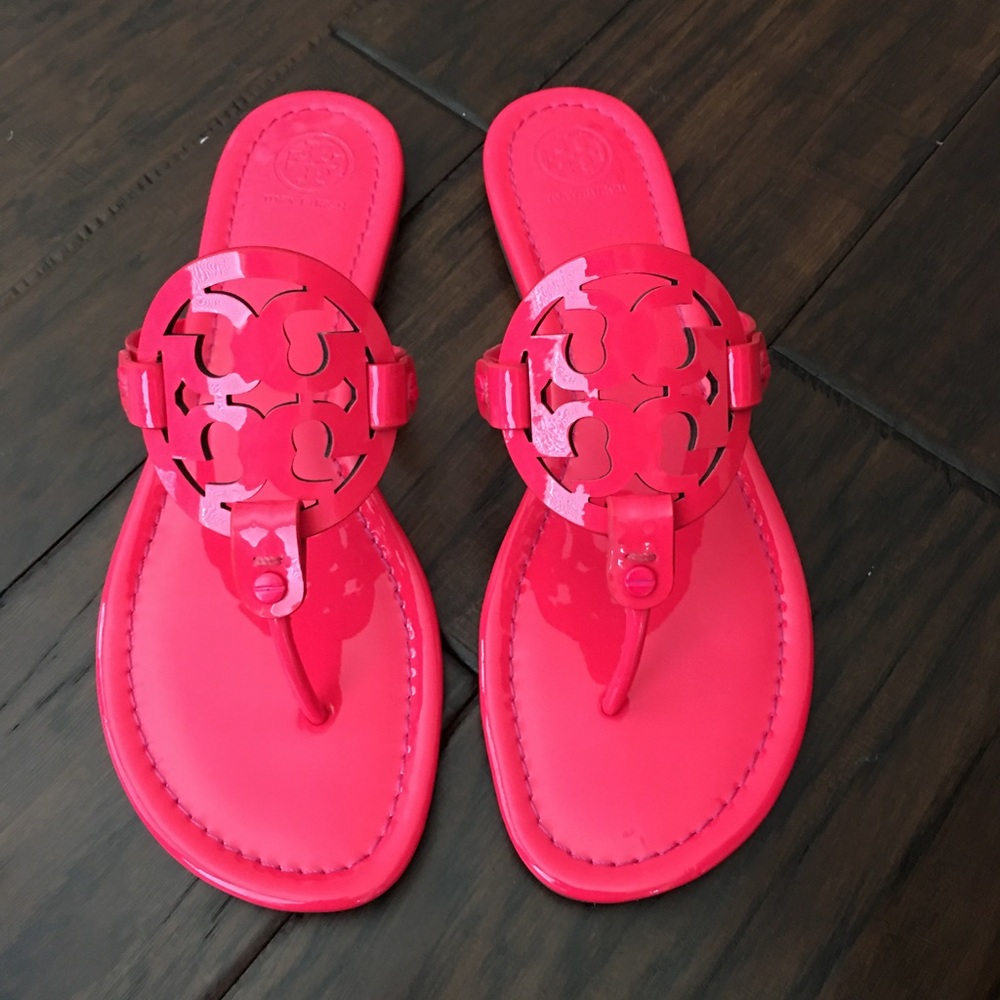New Tory Burch Miller Fluorescent Fuchsia sandals