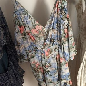 floral off shoulder romper