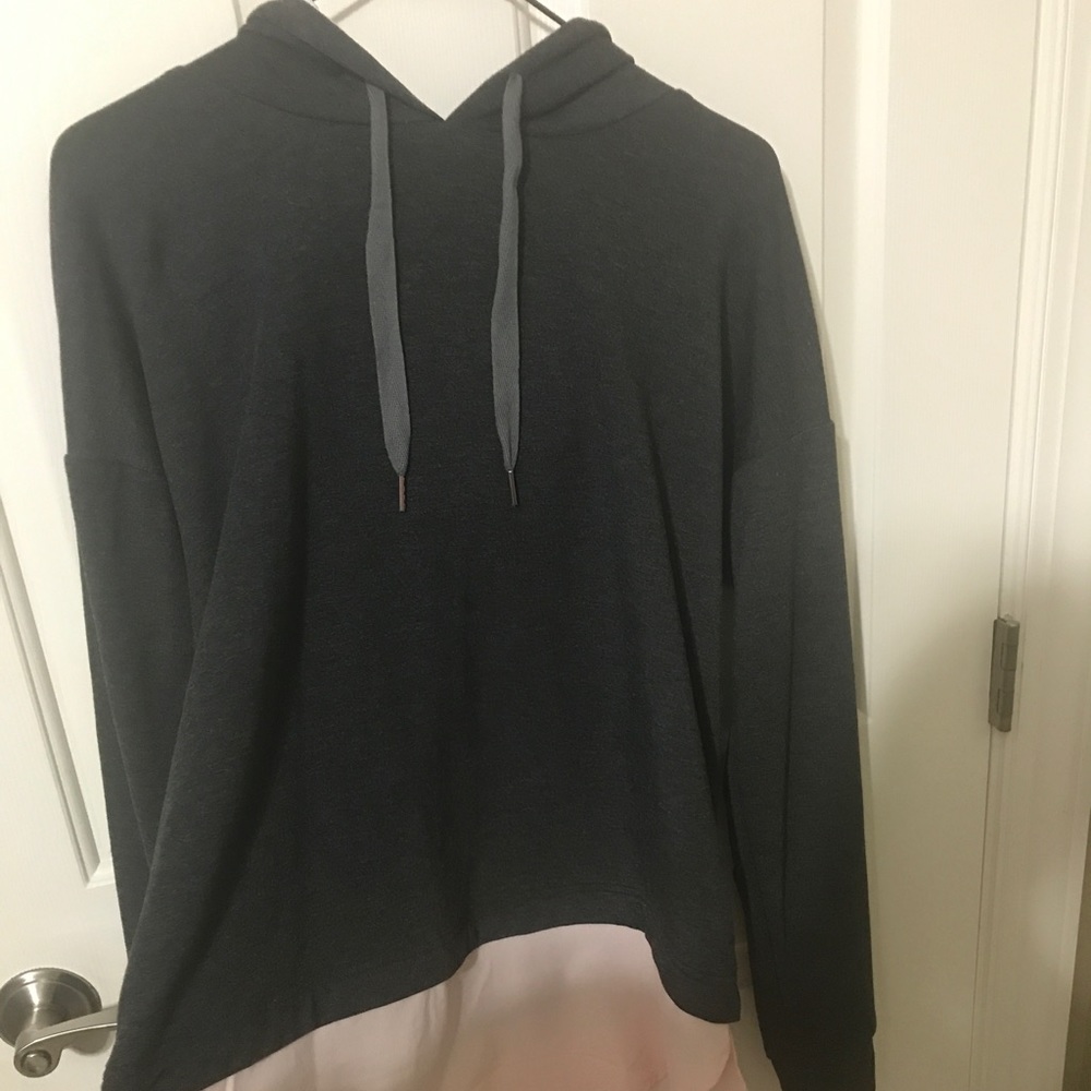 Gray Sweatshirt With Pretty Pink Detailing