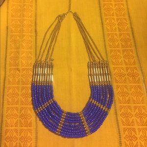 Blue and gold African-style necklace