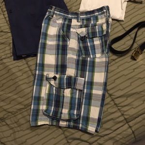 Boys Plaid Cargo Shorts