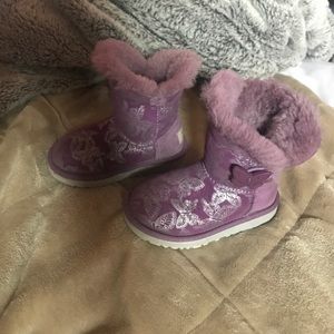 Kids Purple UGGs with butterflies